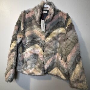 NWT Solitaire Multicolor Faux Fur Teddy Jacket